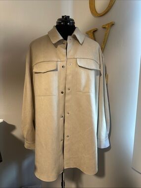 Philosophy Men's Beige Lightweight Shacket